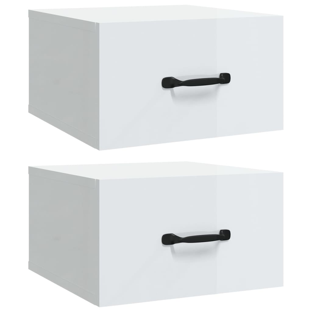 Wand-Nachttische 2 Stk. Hochglanz-Weiss 35x35x20 cm
